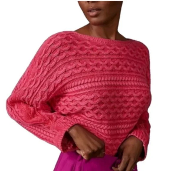 Anthropologie Pilcro Dolman Sleeve Scoop Neck Cable Knit Cropped Sweater - Picture 1 of 5